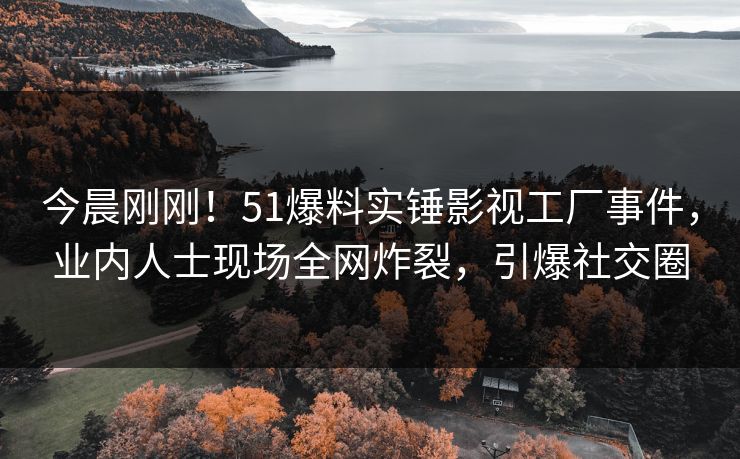 今晨刚刚！51爆料实锤影视工厂事件，业内人士现场全网炸裂，引爆社交圈